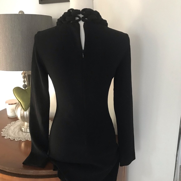 SOLD black crepe dress ornate collar by Diane Von Furstenburg sz XS 2 - Picture 13 of 14